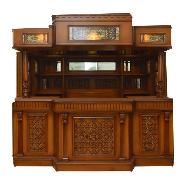 Bar 6606 - 9.0 ft. Oak Wood Cocktail Bar with Wooden Top