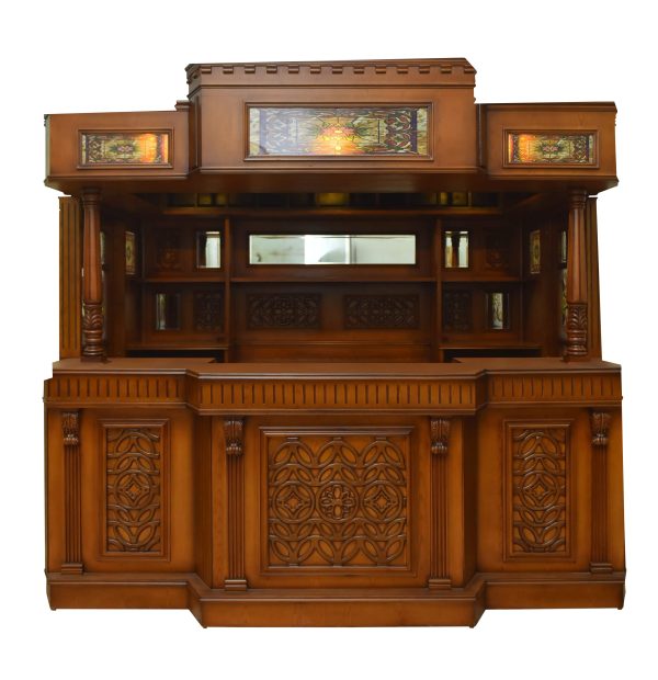 Bar 6606 - 9.0 ft. Oak Wood Cocktail Bar with Wooden Top