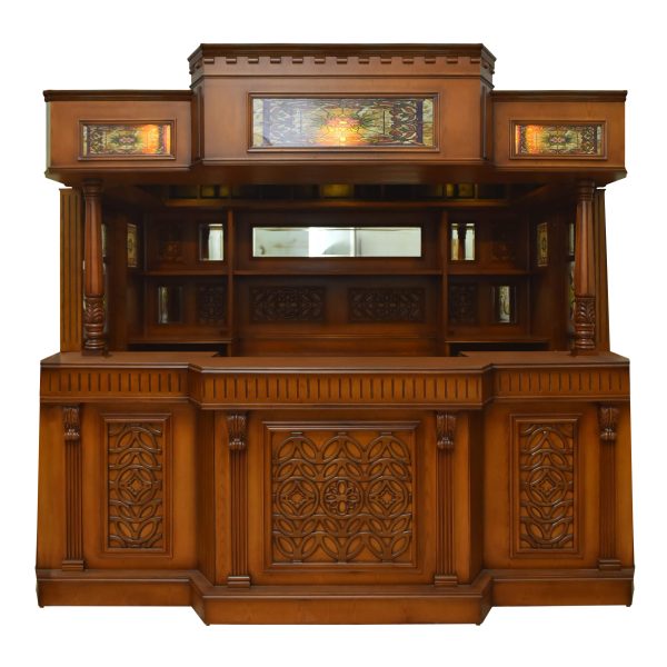 Bar 6606 - 9.0 ft. Oak Wood Cocktail Bar with Wooden Top