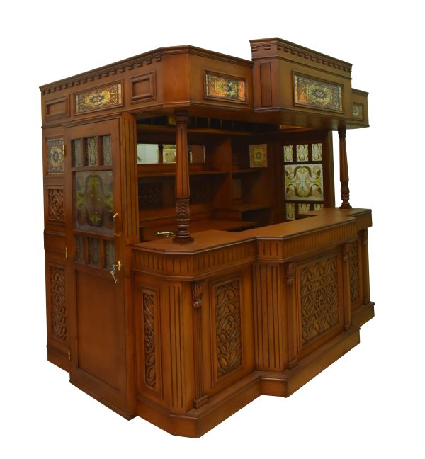 Bar 6606 - 9.0 ft. Oak Wood Cocktail Bar with Wooden Top - Image 2