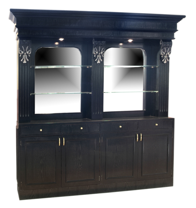 Bar 246MOD 7 ft Black Oak Wood & Marble Top Home Bar WoodnLuxury