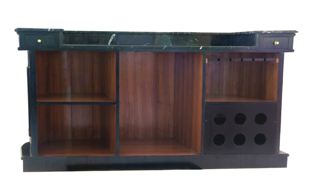 Bar 246MOD 7 ft Black Oak Wood & Marble Top Home Bar WoodnLuxury