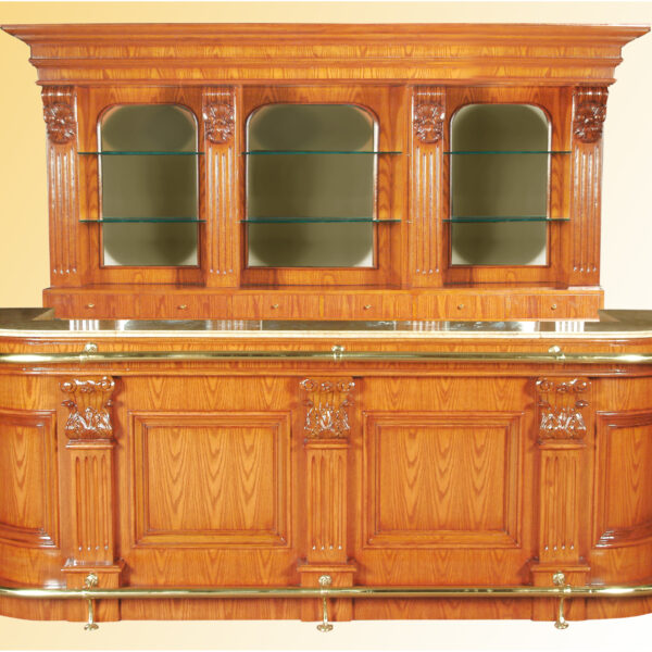 Bar 246RND - 10 ft. Oak Wood Home Bar with Marble Top