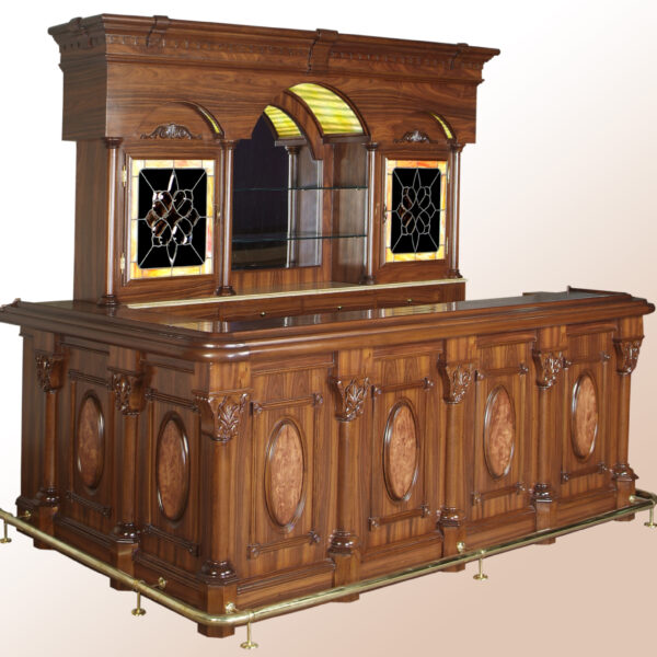 Bar 270BA - 10ft Rosewood Bar with Oval Panels & Marble Top