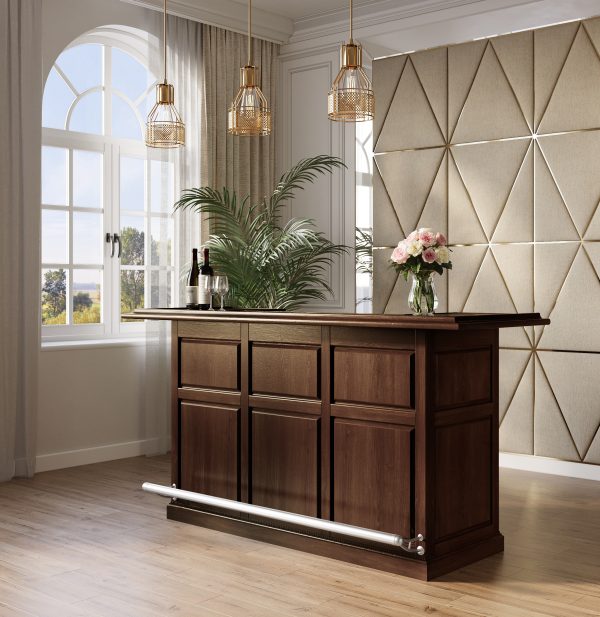 WNL10U - Rich Brown Walnut Finish Home Bar/ Wine Bar