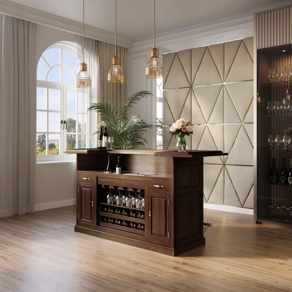 WNL10U - Rich Brown Walnut Finish Home Bar/ Wine Bar - Image 2