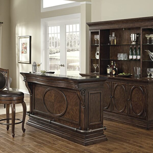 RA571 - Art Deco back bar and front bar in walnut and mahogany