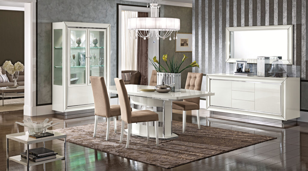 white lacquer dining room buffet