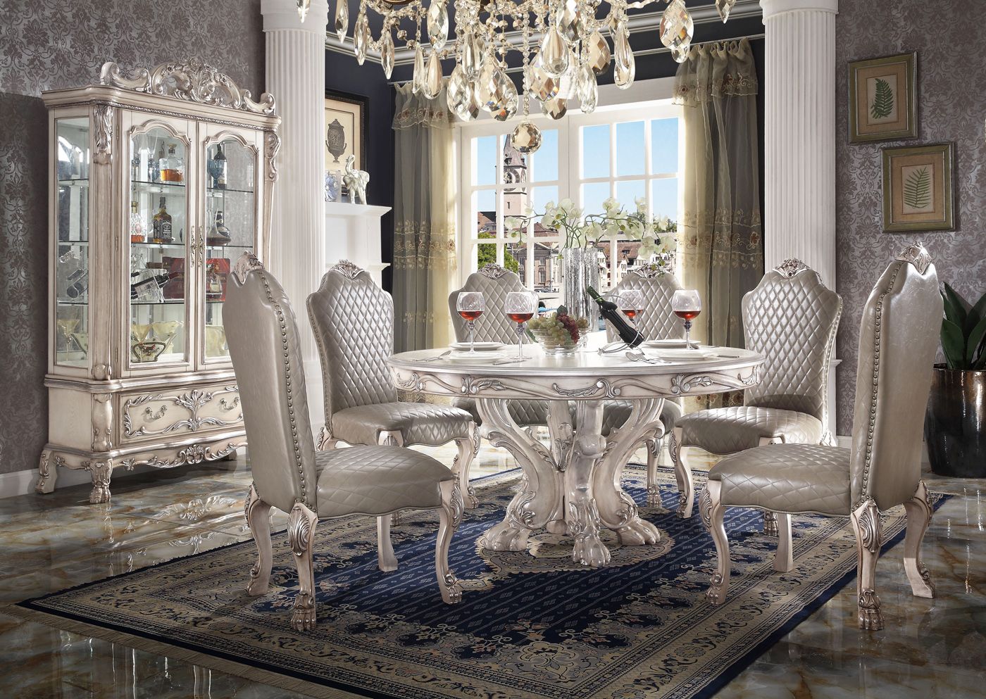 White Dining Room Chairs With Silver Nailheads