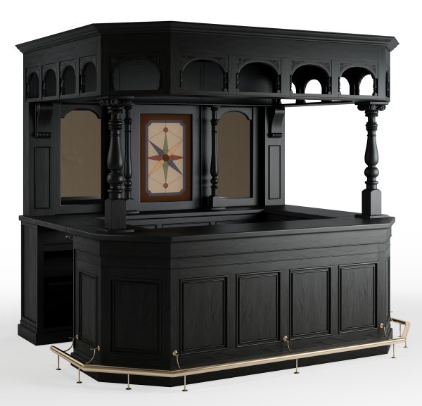 8.5Ft Traditional Dark Solid Mahogany Custom Home Pub Bar - WNL44