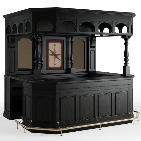 8.5Ft Traditional Dark Solid Mahogany Custom Home Pub Bar - WNL44