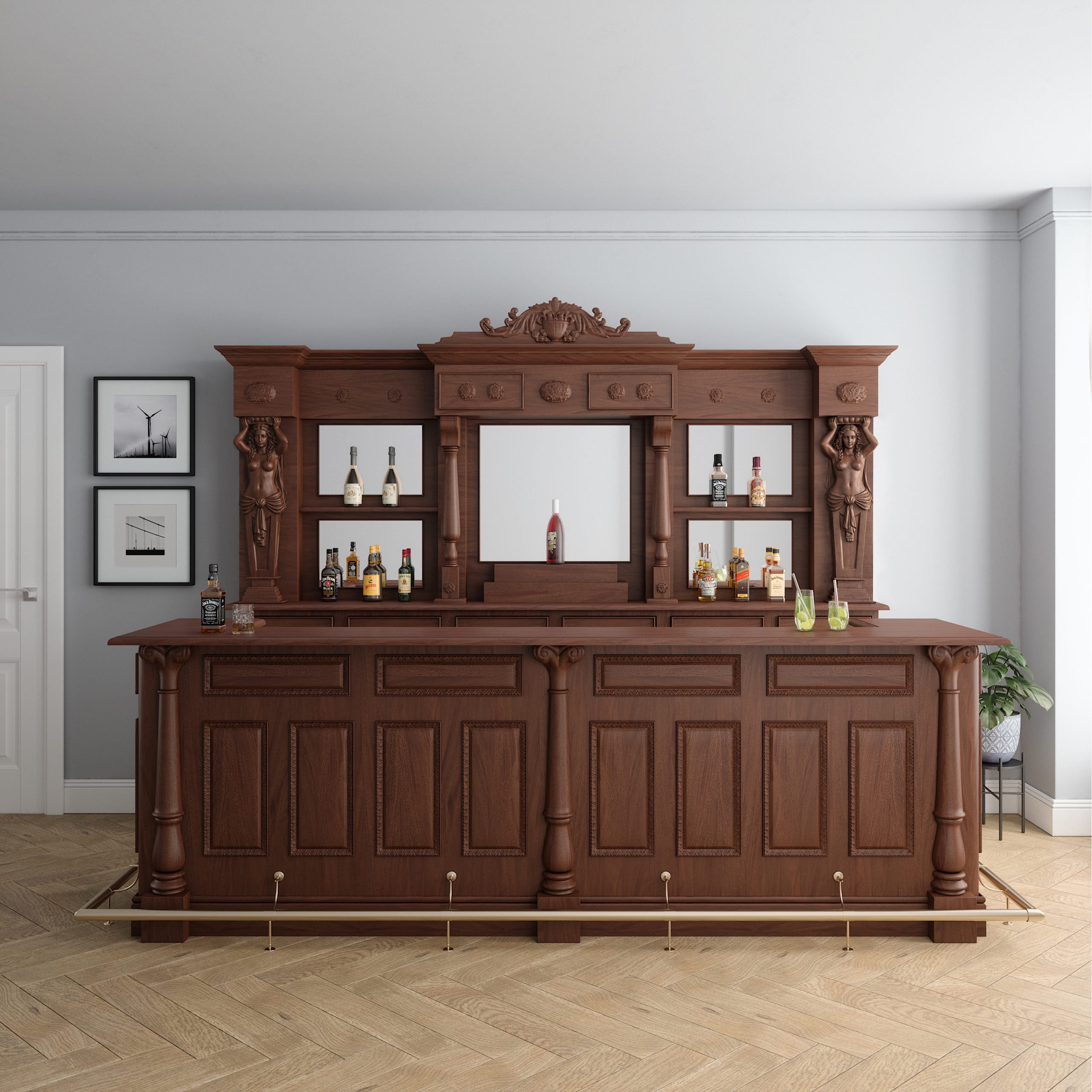 Custom Mahogany Saloon Pub Bar - WNL53