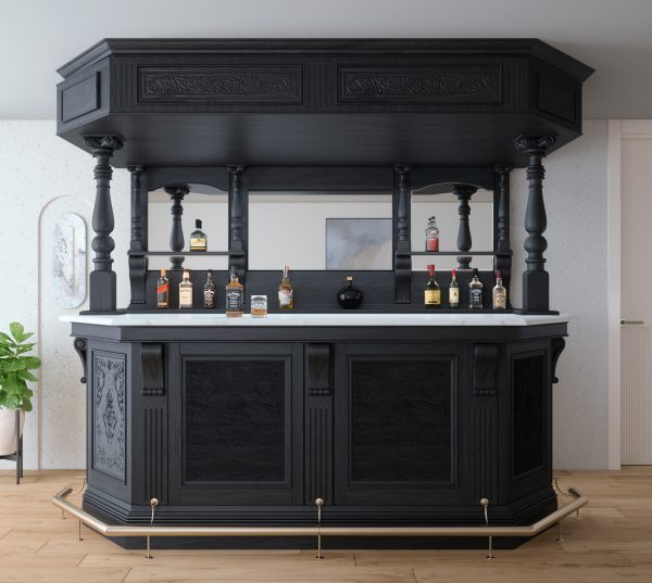 9Ft Premium Mahogany Recreational Canopy Home Bar w/ Marble - WNL47