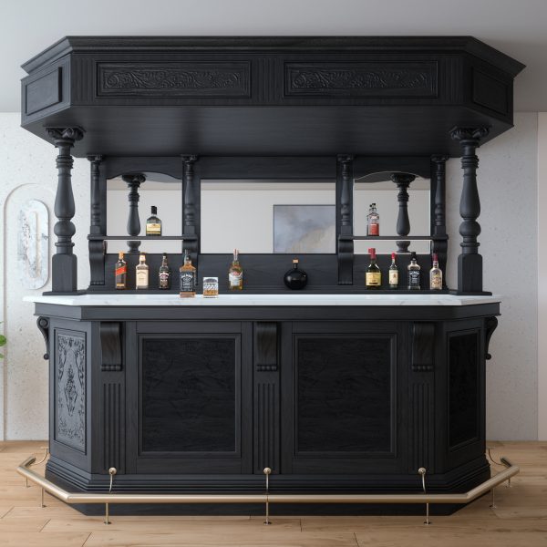 9Ft Premium Mahogany Recreational Canopy Home Bar w/ Marble - WNL47