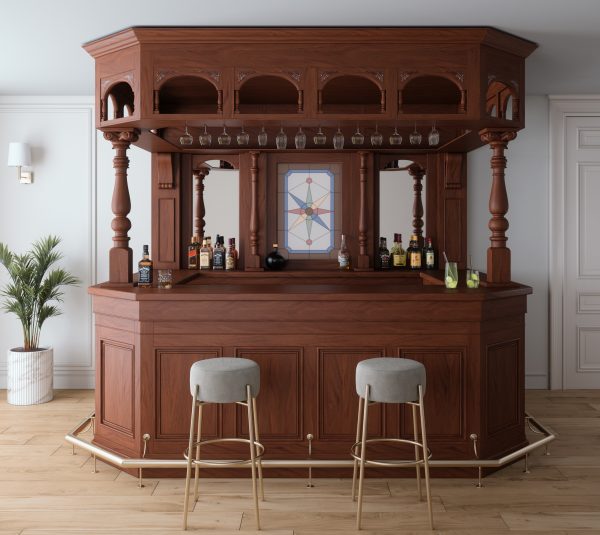 8.5Ft Old Europe Large Solid Wood Canopy Home Pub Bar - WNL43
