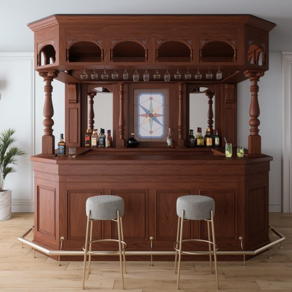 8.5Ft Old Europe Large Solid Wood Canopy Home Pub Bar - WNL43