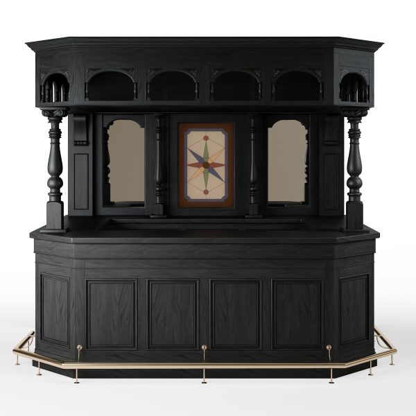 8.5Ft Traditional Dark Solid Mahogany Custom Home Pub Bar - WNL44 - Image 2