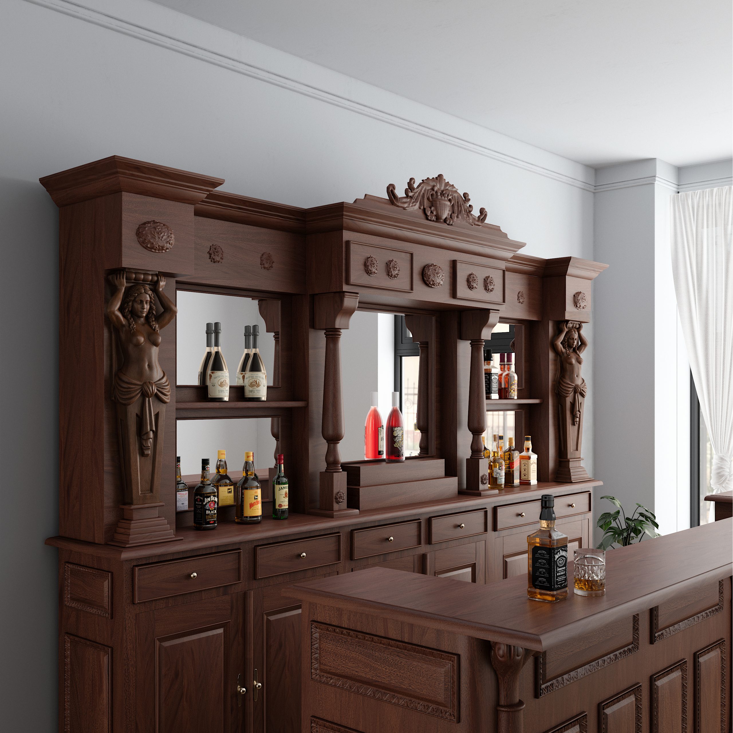 Custom Mahogany Saloon Pub Bar - WNL53 - Image 2