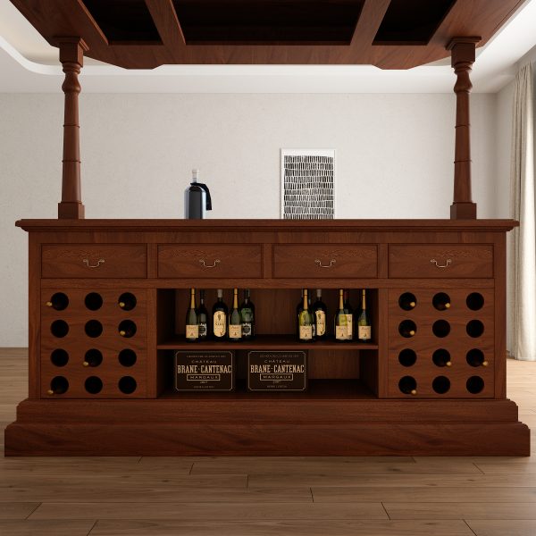 7.5Ft Solid Mahogany Canopy Mirrored Basement Home Bar - WNL50 - Image 2