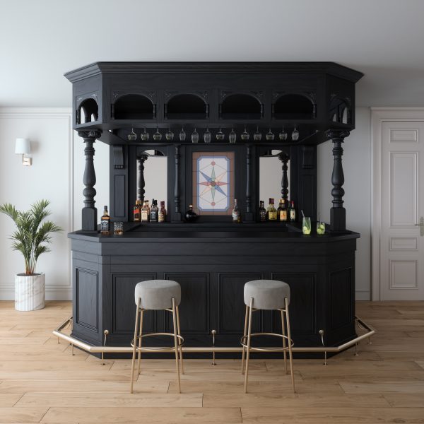 8.5Ft Traditional Dark Solid Mahogany Custom Home Pub Bar - WNL44 - Image 3