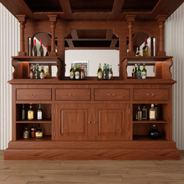 7.5Ft Solid Mahogany Canopy Mirrored Basement Home Bar - WNL50 - Image 3