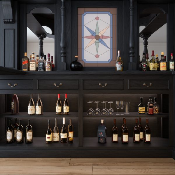 8.5Ft Traditional Dark Solid Mahogany Custom Home Pub Bar - WNL44 - Image 4