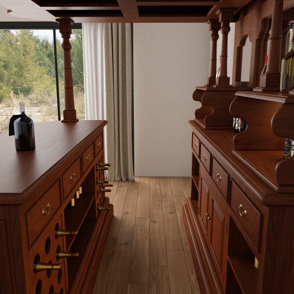 7.5Ft Solid Mahogany Canopy Mirrored Basement Home Bar - WNL50 - Image 4