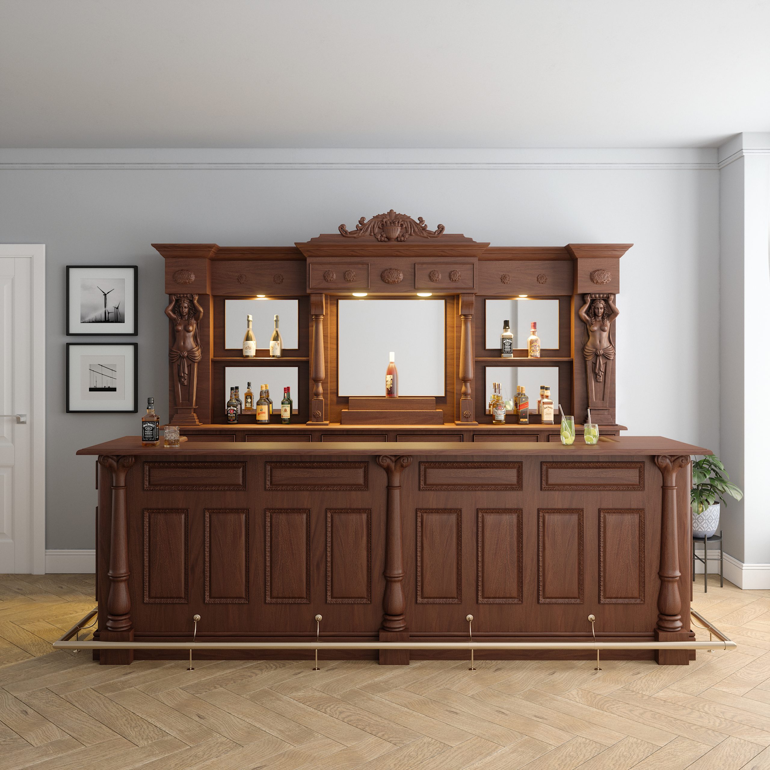 Custom Mahogany Saloon Pub Bar - WNL53 - Image 6