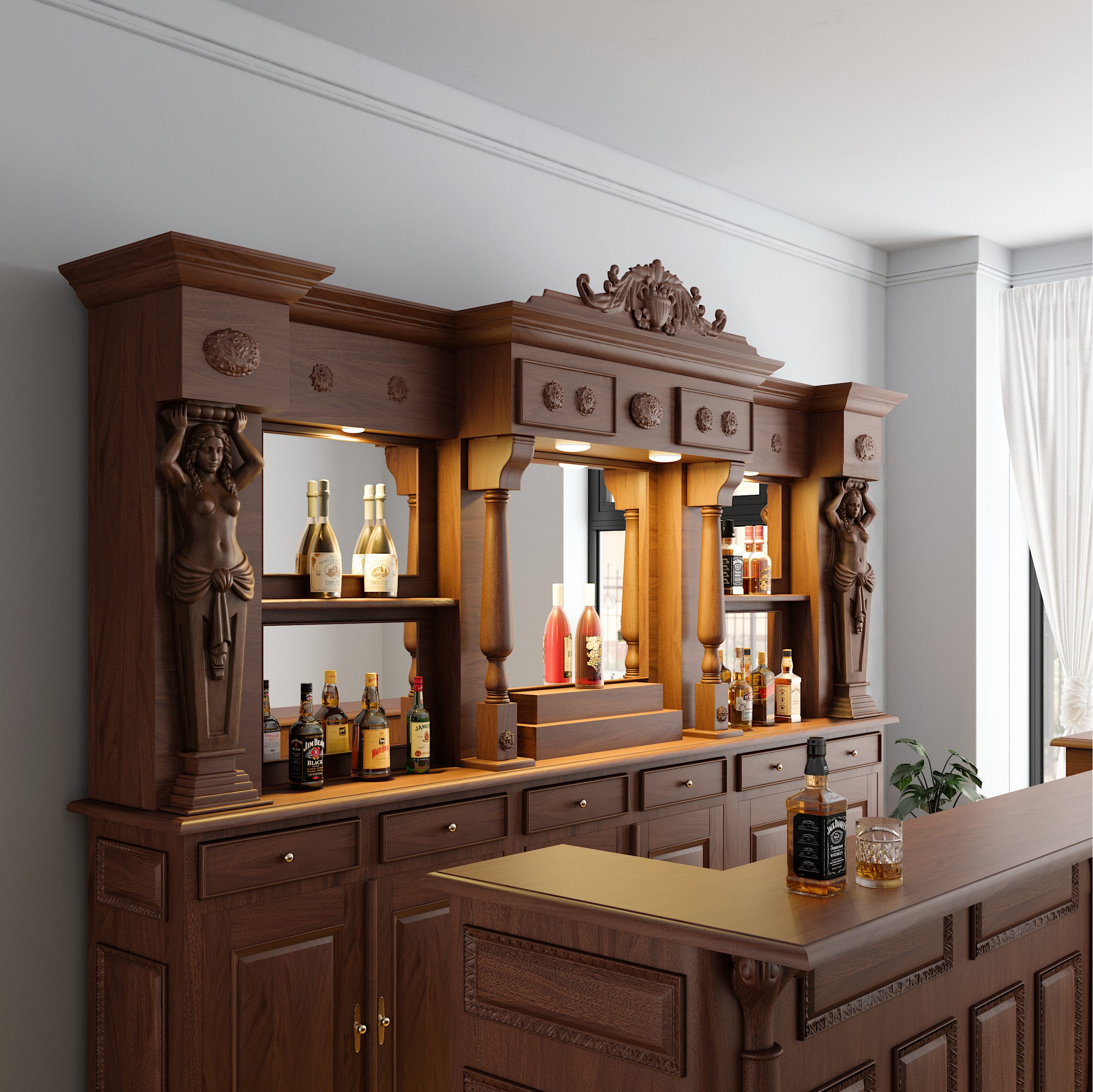 Custom Mahogany Saloon Pub Bar - WNL53 - Image 8