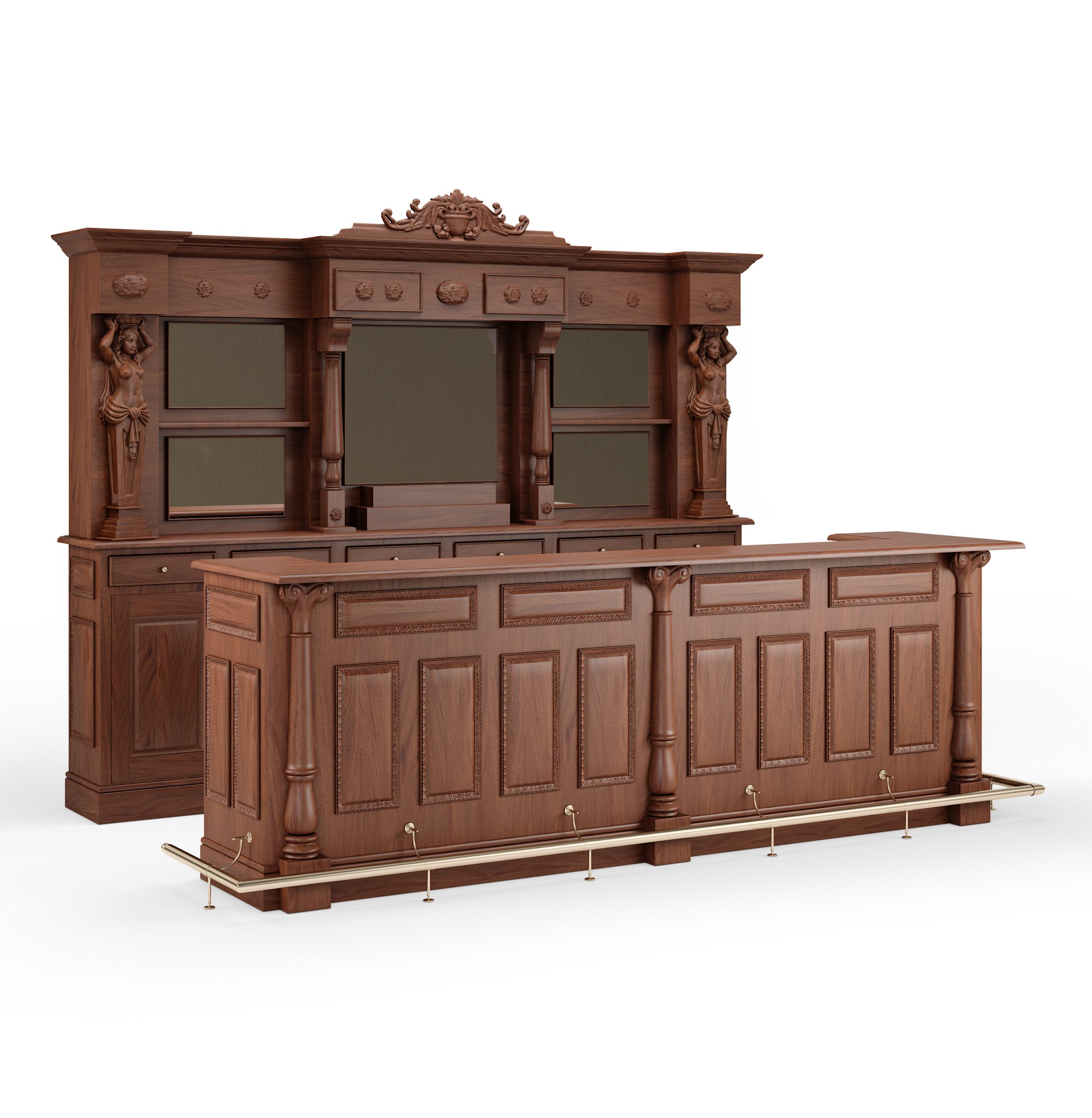 Custom Mahogany Saloon Pub Bar - WNL53 - Image 9