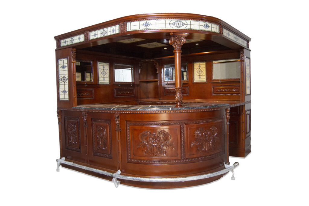 Bar WNL63 8.0 ft. Oak Wood Cocktail Bar with Marble Top WoodnLuxury