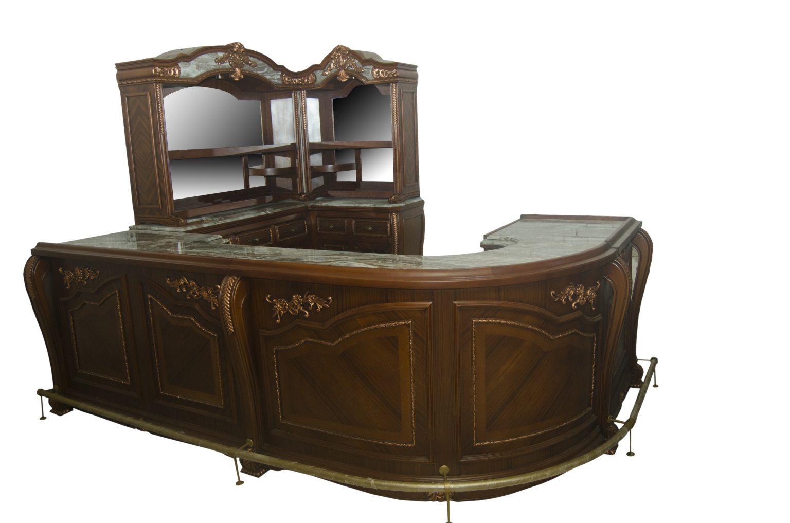 Old EuropeStyle Corner Bar Set with Golden Touches WNL121 WoodnLuxury