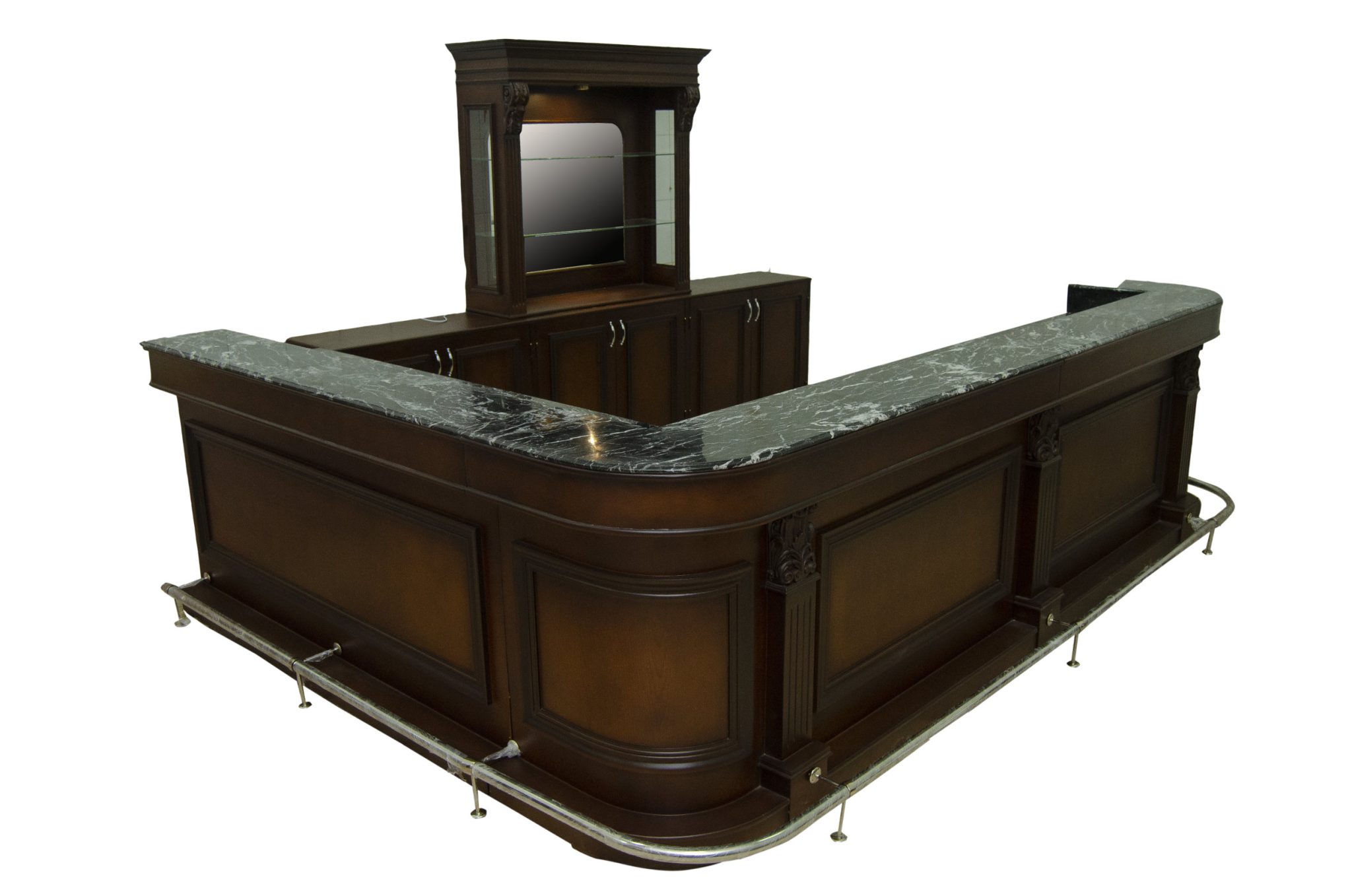 LShape Wooden Bar with Black Marble Top Bar WNL125 WoodnLuxury