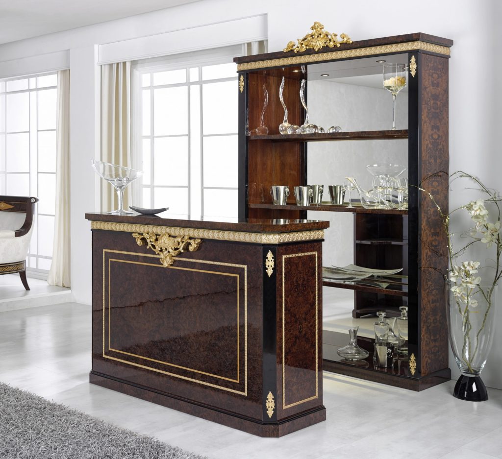 Eyecatching Empire Style Bar Furniture Set with Glossy Finish Bar WNL149 WoodnLuxury