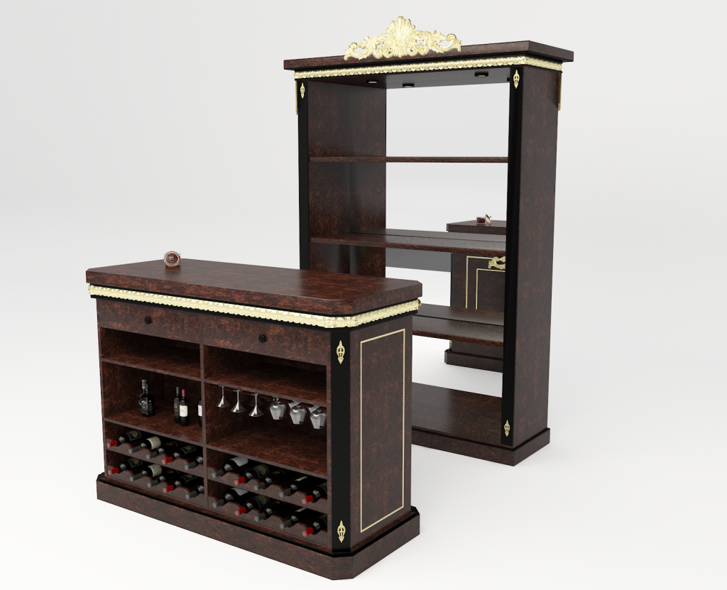 Eyecatching Empire Style Bar Furniture Set with Glossy Finish Bar