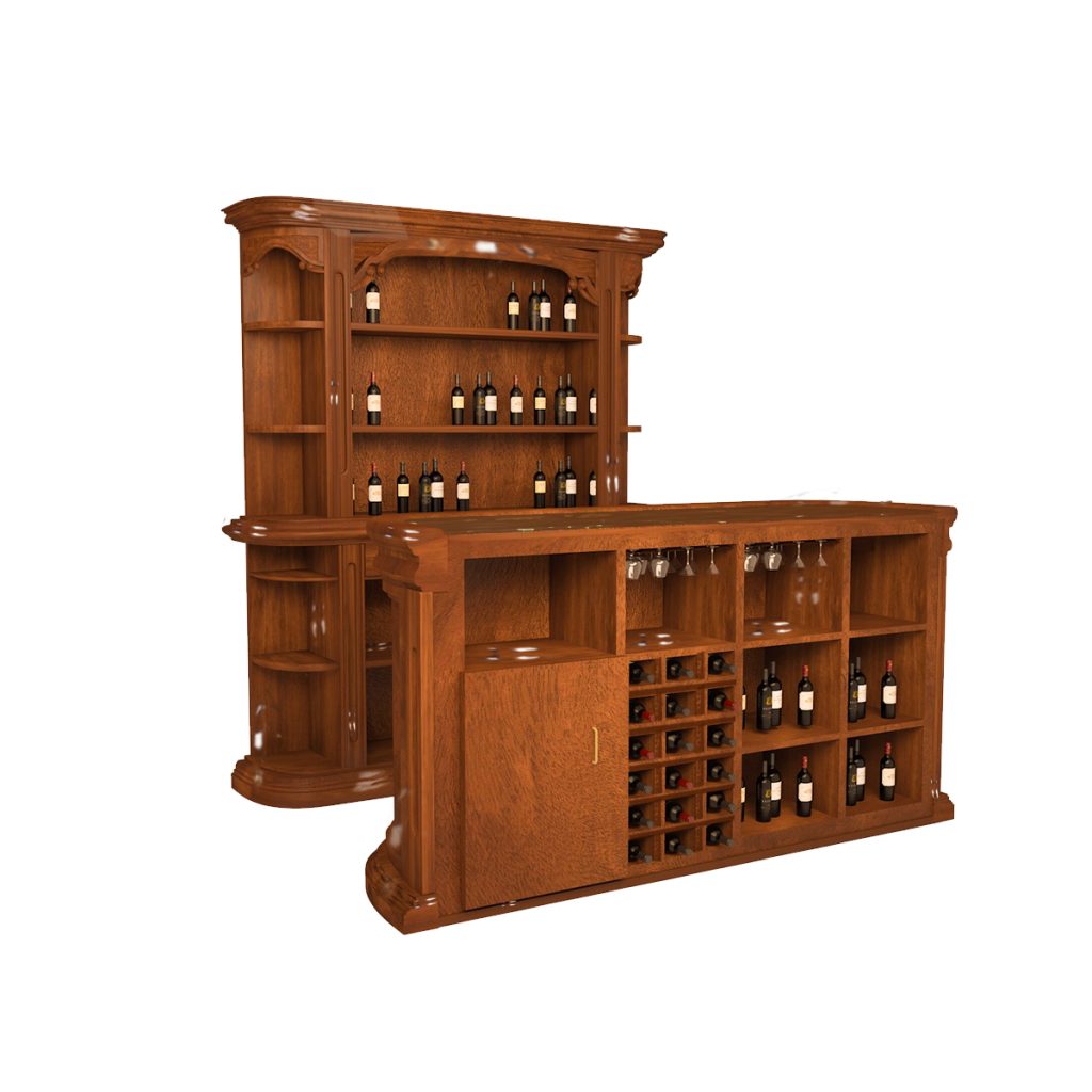 Single Panel Classical Italian Home Bar Set WNL157 WoodnLuxury