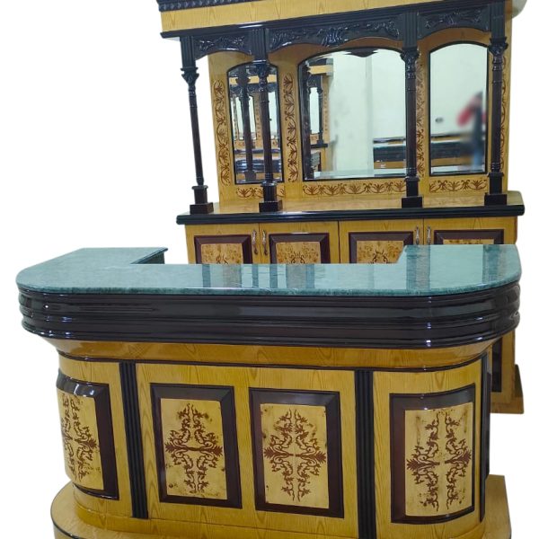 Small Home Bar with a Green Marble Top & Decorative Inlays - Bar WNL170