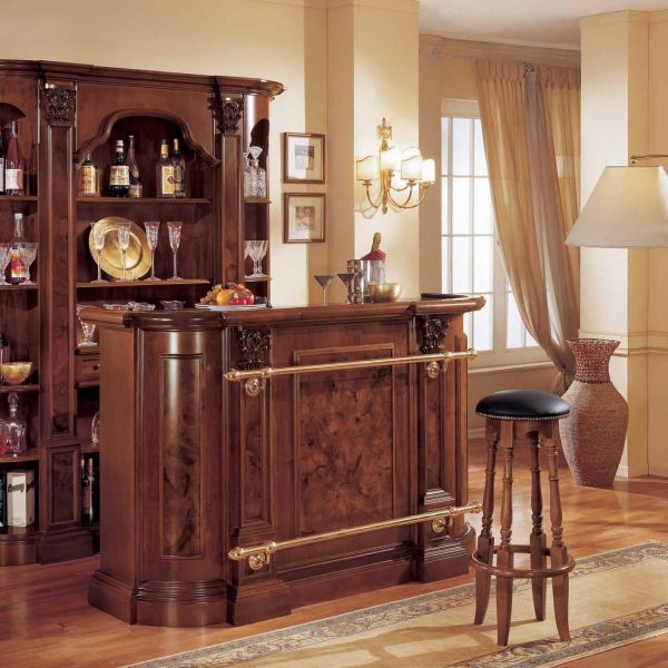 Exquisite European Bar & Cabinet with Luxurious Burlwood Finish - Bar WNL195