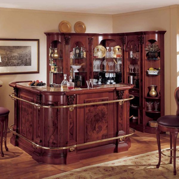 Luxury Entertainment: Magnificent Corner Home Bar with Marble Top - Bar WNL196