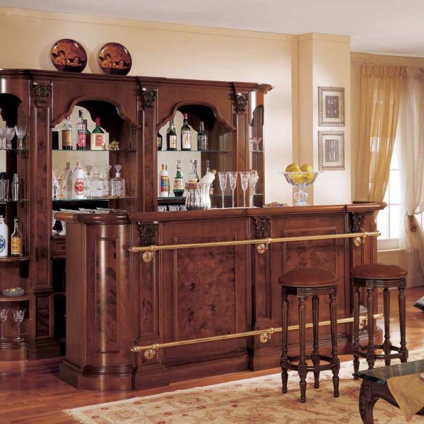 Vintage-inspired Wooden Bar with Ample Storage & Polished Finish - Bar WNL197