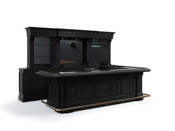 Large L-Shaped Black Bar with Mirrored Back – Bar WNL183 – WoodnLuxury